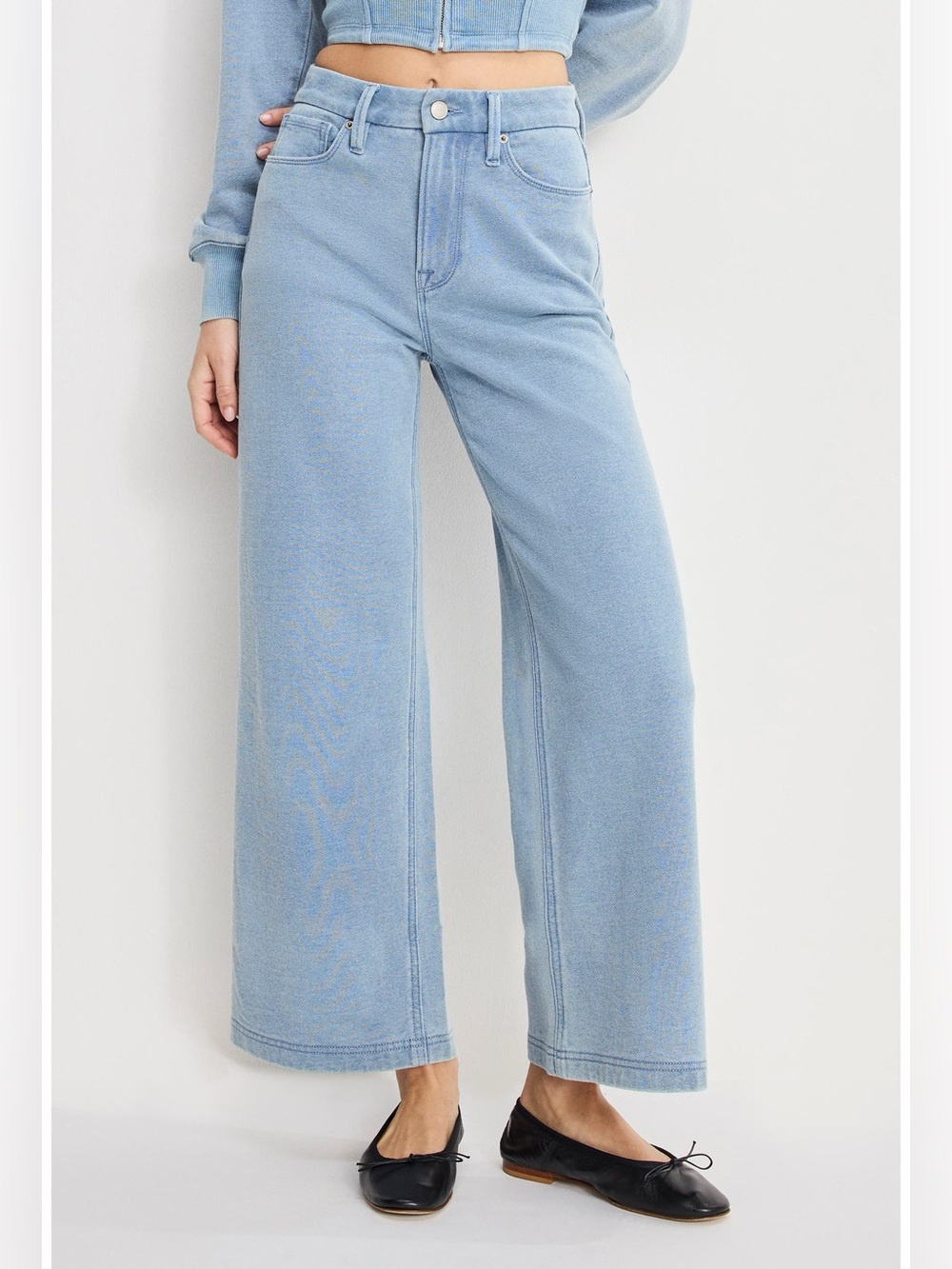 Good American Jeanius Good Skate High Waist Crop Wide Leg Jeans
